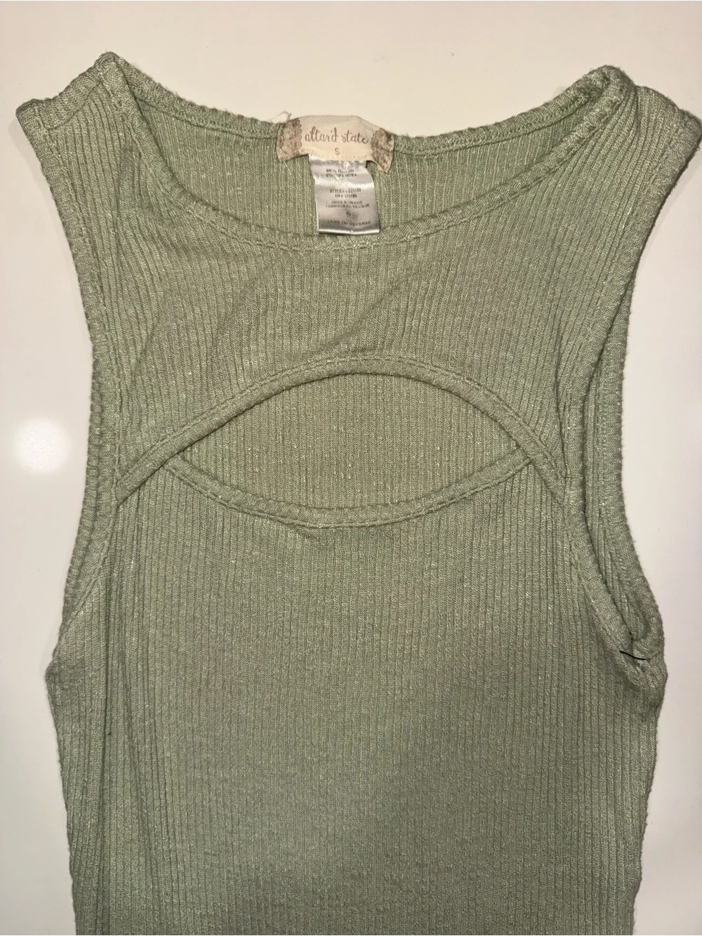 Altar'd State Sage Green Ribbed Cutout Kids One-Piece